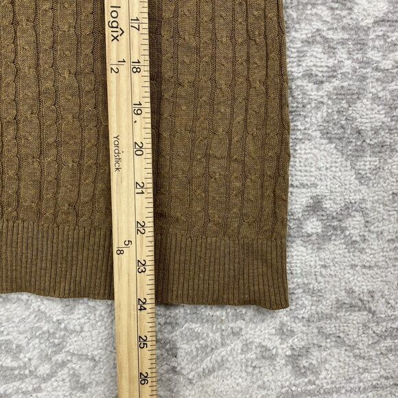 Tommy Hilfiger Cable Knit V Neck Pullover Sweater Womens Brown Cotton Size Large - Picture 2 of 5